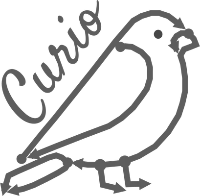 The Curio logo, a bird drawn as a dataflow